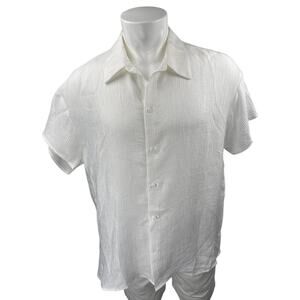 VICI Men's White Short Sleeve Collared Casual Button Down Shirt Top Size S